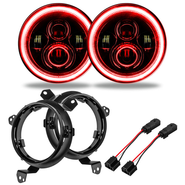 Oracle compatible with Jeep Wrangler JL/Gladiator JT 7in. High Powered LED Headlights (Pair) Red SEE WARRANTY 5769J-003