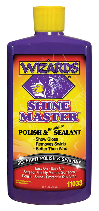 Wizards Shine Master Polish and Sealant - Cleans, Polishes and Seals Paint in One - Non-Carnauba Wax-Based Boat Water Spot Remover - Wax Replacement for Boat and Car Detailing Supplies - 16 oz