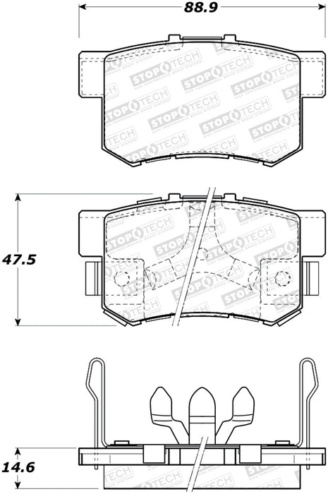 StopTech 05-16 Honda CR-V Street Rear Brake Pads 308.1086