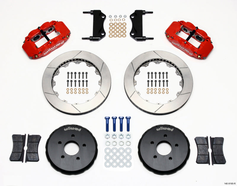 Wilwood Narrow Superlite 6R Front Hat Kit 13.06in Red Compatible with Nissan 350Z/Fiti G35 140-9190-R