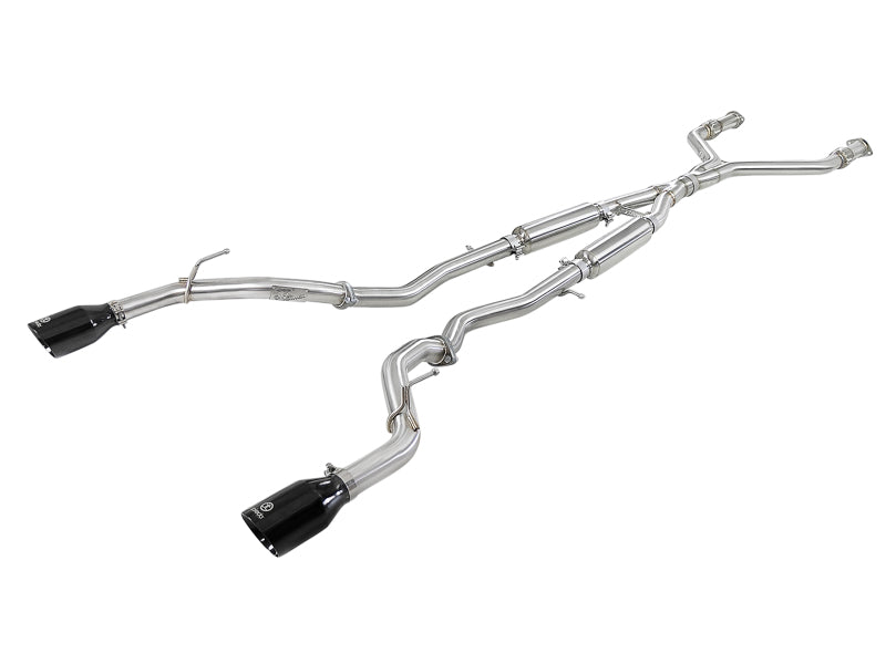 aFe POWER Takeda 2.5in 304 SS CB Exhaust w/ Black Tips 17-19 Compatible with Infiniti Q60 V6-3.0L (tt) 49-36134NM-B