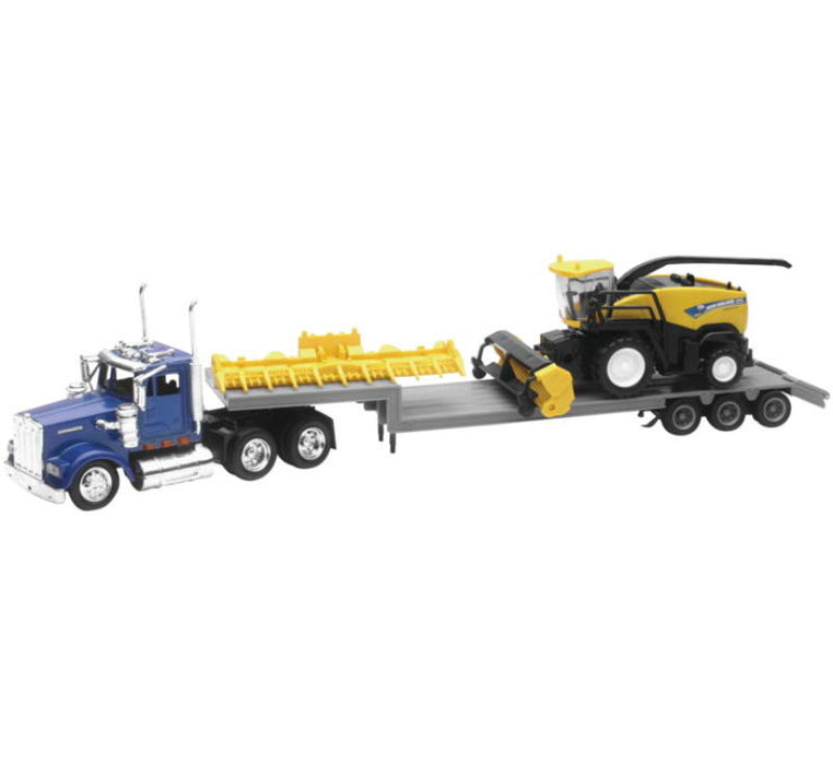 New Ray Toys Kenworth Lowboy with New Holland Harvester FR920/ Scale 1:43 16133