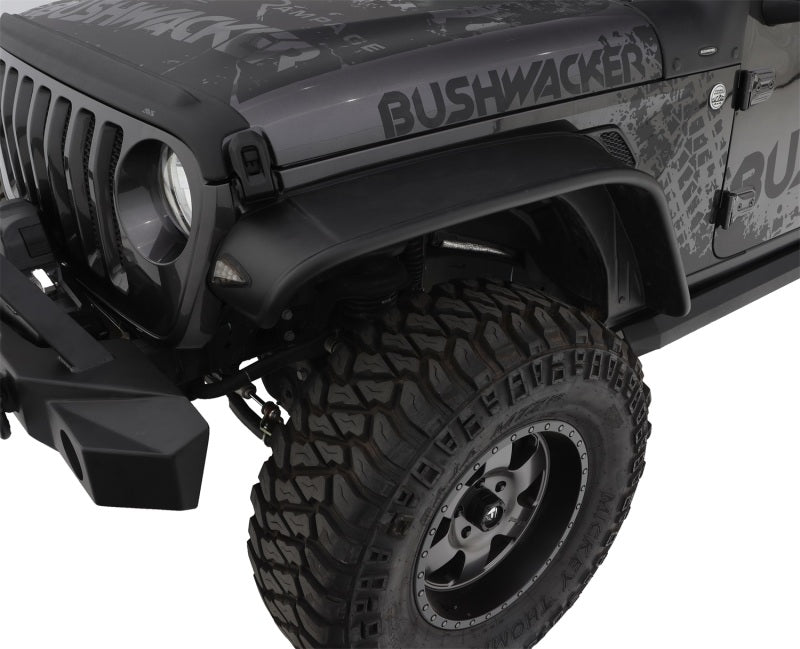 Bushwacker 2018+ compatible with Jeep Wrangler (JL) Unlimited Flat Style Flares 4pc Black 10923-07