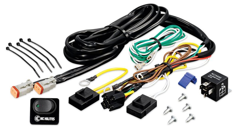 KC HiLiTES Wiring Harness w/40 AMP Relay & LED Rocker Switch (Up to 2 130w Lights) 6315