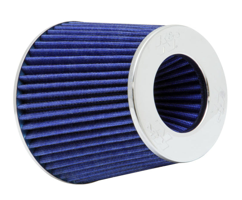 K&N Universal Air Filter Chrome Round Tapered Blue 4in Flange ID x 1.125in Flange Length x 5.5in H RG-1001BL