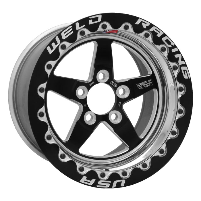 Weld S71 15x16.33 / 5x4.75 BP / 4.5in. BS Black Wheel (Medium Pad) Black Single Beadlock MT 71MB516B45F