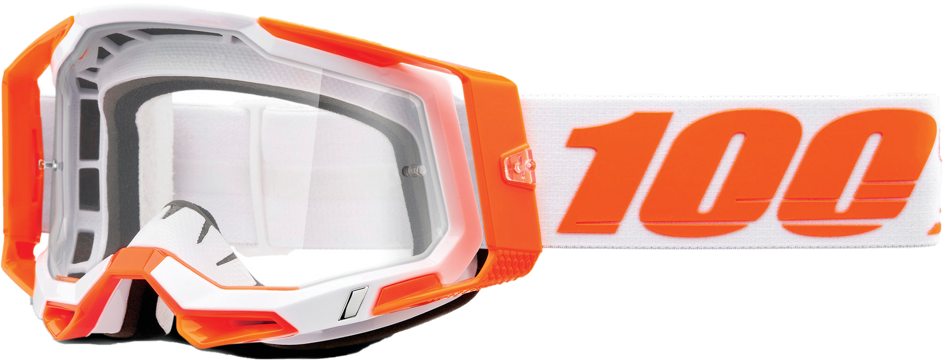 100% Racecraft 2 Mountain Bike & Motocross Goggles - MX and MTB Racing Protective Eyewear (Orange - Clear Lens)