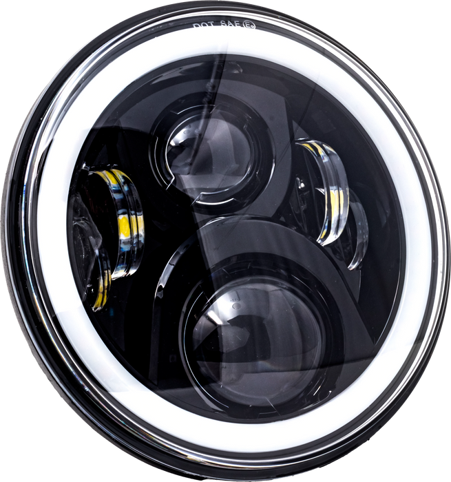 Letric Lighting Co. LLC-LHC-7DB 7in. Premium Wide-Array LED Headlight with Full-HALO - Black