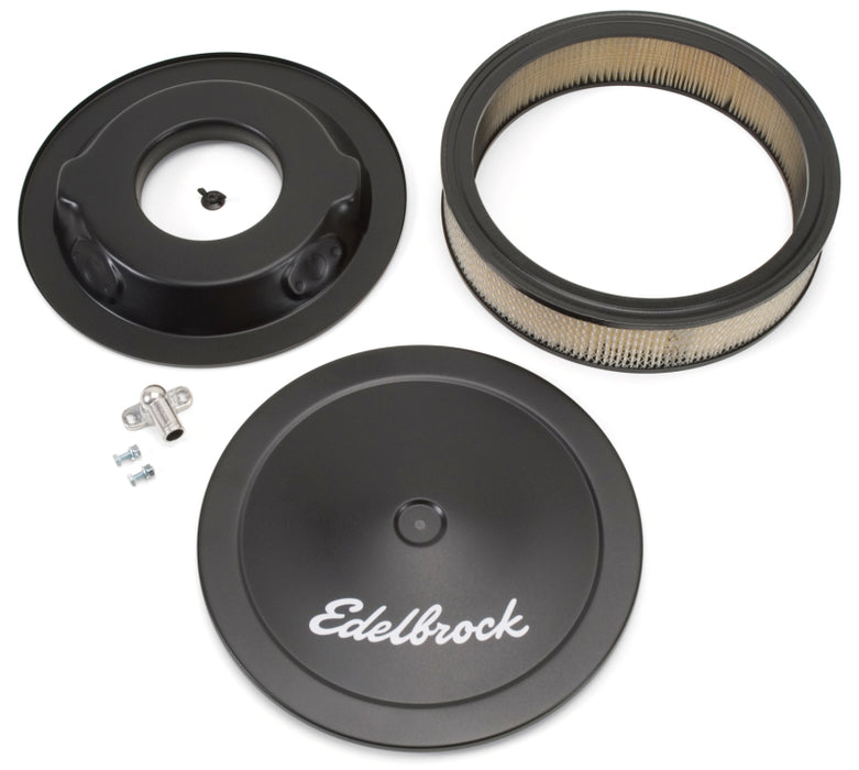 Edelbrock Air Cleaner Pro-Flo Series Round Steel Top Paper Element 14In Dia X 3 75In Dropped Base 1223