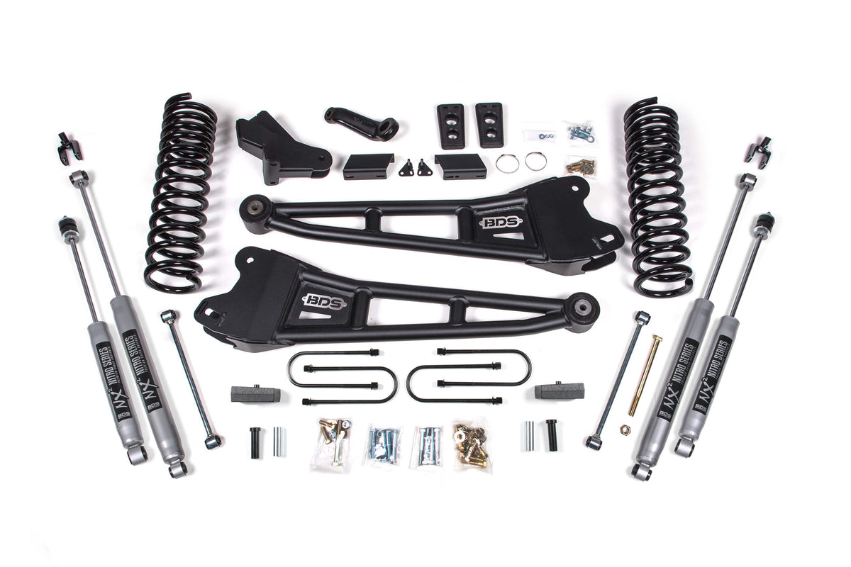 BDS 2013-2018 Fits RAM 3500 4WD 4" Radius Arm Suspension Lift Kit, 3" Rear, Block, Gas W/o Air Ride FOX 2.0 Ifp Ps Shocks 1795FS