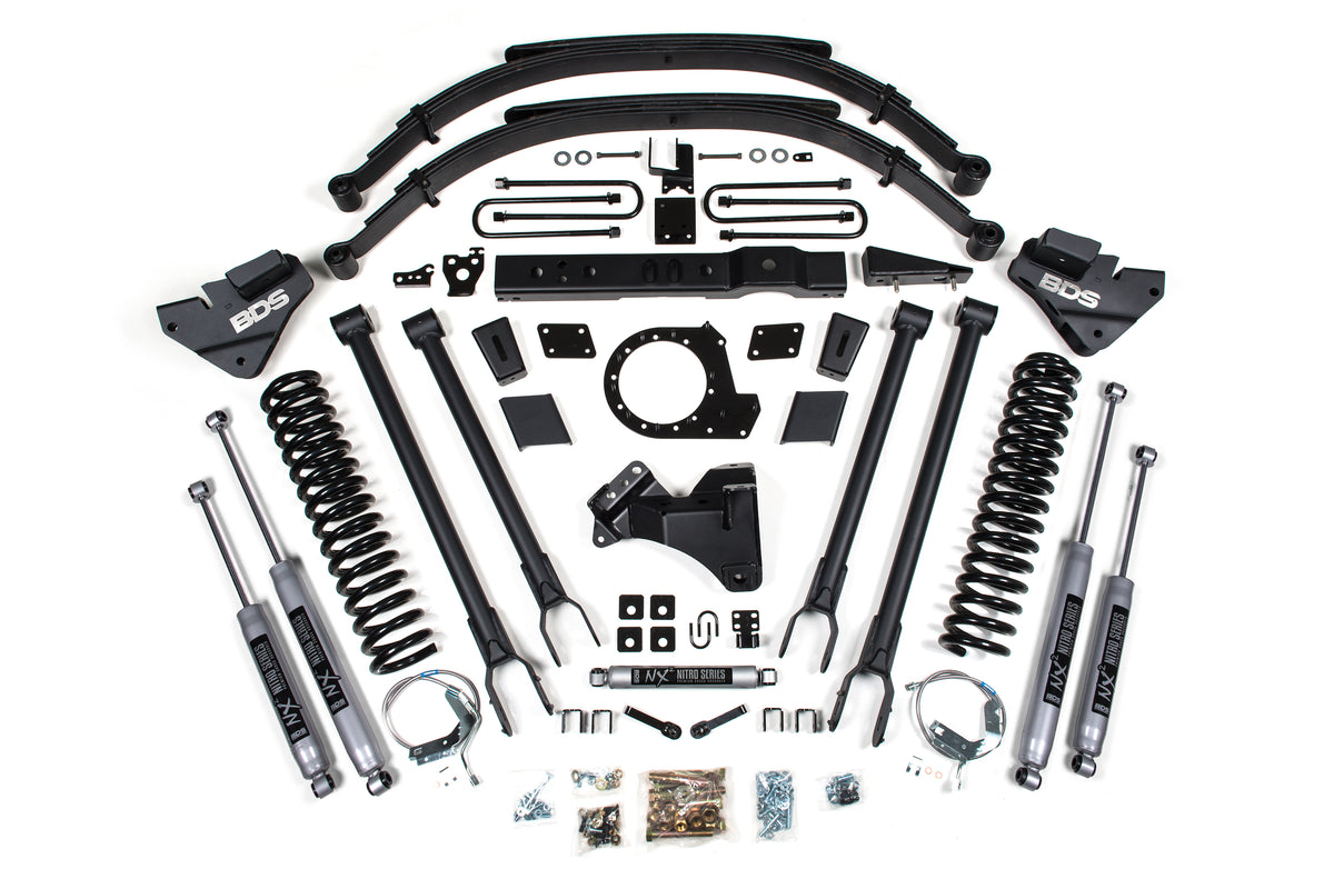 BDS 8 Inch Lift Kit 4-Link Conversion, Fits Ford F250/F350 Super Duty 17-19 4WD Diesel 1541FS