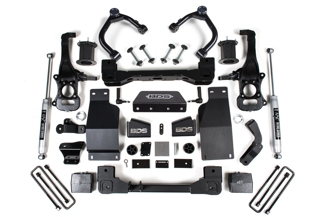 2019-2024 Chevy/GMC 1500 Diesel/2.7T 4wd 6" Suspension System, 5" Rear, Block, - Fox 2.0 IFP PS Snap Ring Strut, Fox 2.0 IFP PS Rear