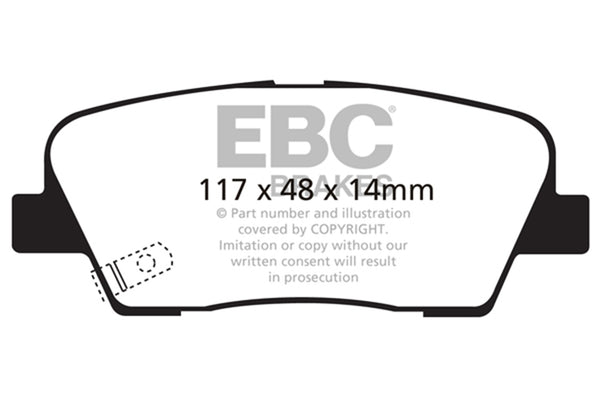 EBC 2009-2016 Fits Hyundai Genesis Coupe 2.0L Turbo Ultimax2 Rear Brake Pads UD1387