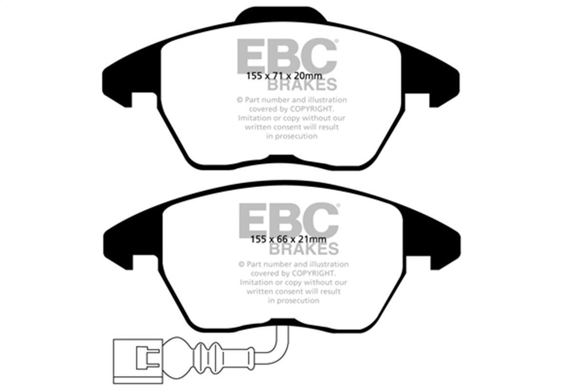 EBC 07-09 Fits Audi Tt 2.0 Turbo Ultimax2 Front Brake Pads UD1319