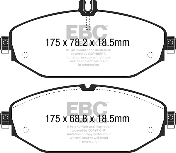 EBC 15+ Fits Mercedes-Benz C300 (W205) 2.0 Turbo Yellowstuff Front Brake Pads DP42214R