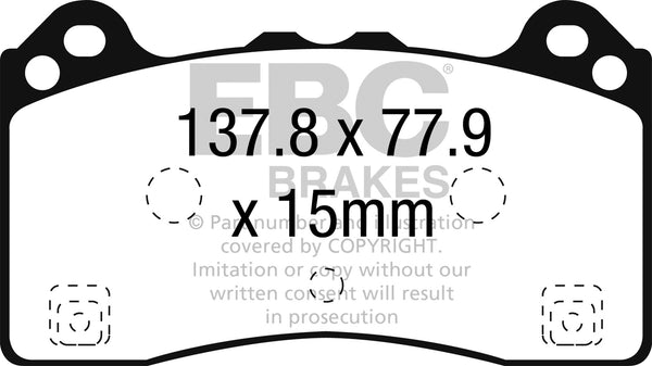 EBC 15-16 Fits Ford Focus RS Yellowstuff Front Brake Pads DP42274R