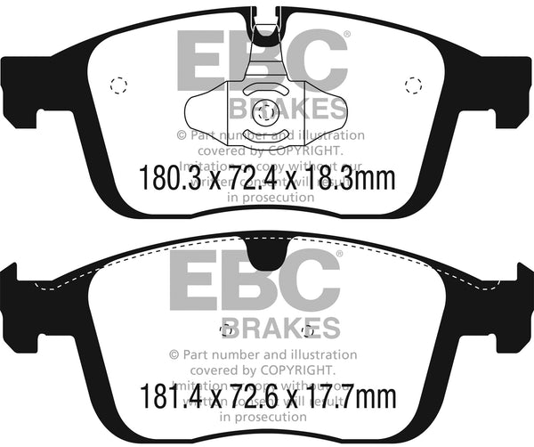 EBC 2016+ Volvo XC60 2.0L Turbo T5 Yellowstuff Front Brake Pads DP42296R
