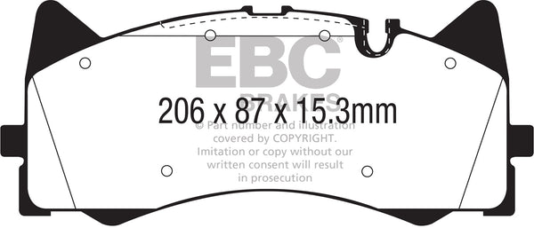 EBC 2015+ Fits Mercedes-Benz C63 AMG (W205) 4.0L Twin Turbo Yellowstuff Front Brake Pads DP42298R