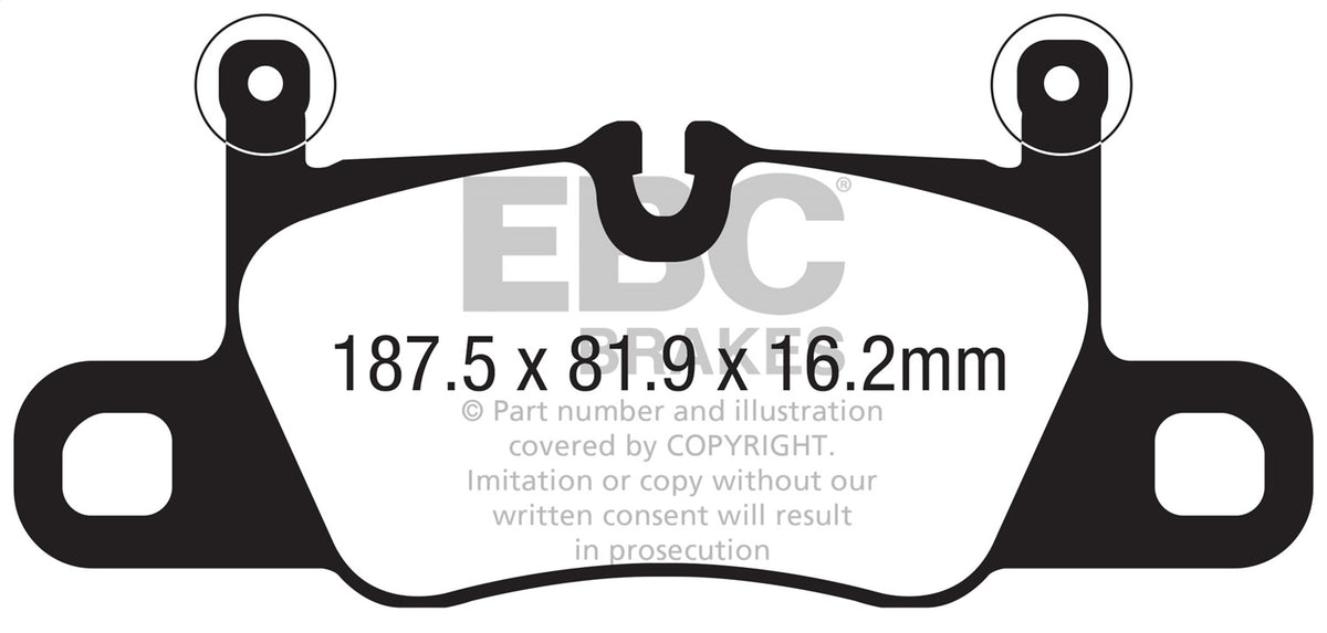 EBC 2016+ Fits Porsche 911 (991/2 W/Cast Iron Rotors) 3.0TT Carrera Yellowstuff Rear Brake Pads DP42371R