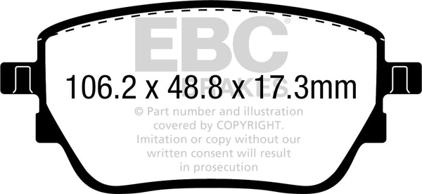 EBC 2019+ Fits Mercedes-Benz A220 Sedan (V177) 2.0L Turbo Yellowstuff Rear Brake Pads DP42389R