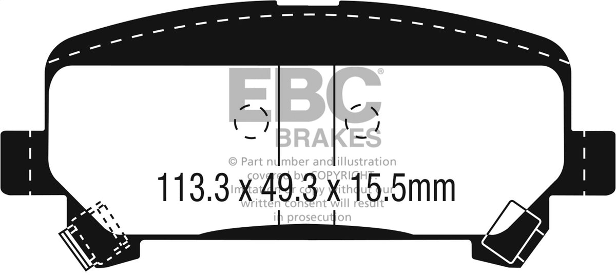 EBC 15+ Fits Chevrolet Colorado 2.5 Ultimax2 Rear Brake Pads UD1806