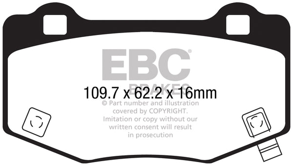 EBC 15-17 Fits Ford Mustang Shelby GT350/GT350R Yellowstuff Rear Brake Pads DP43056R