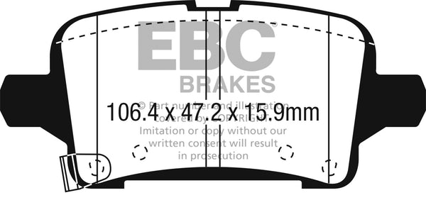 EBC 2016+ Fits Chevrolet Malibu 1.5L Turbo (Elec Pb) Yellowstuff Rear Brake Pads DP43074R