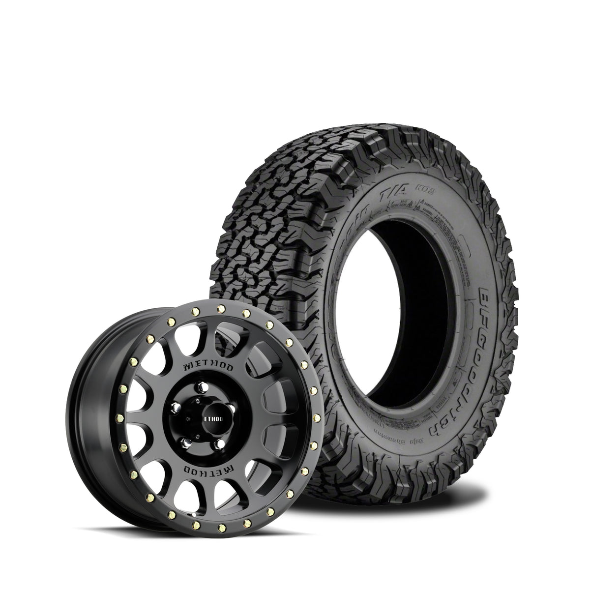 JKS Manufacturing Wheel and Tire Package - Method 305 Machined Matte black-gloss lip 17x8.5 5x5 +0mm with BFGoodrich All Terrain KO2 31/70R17