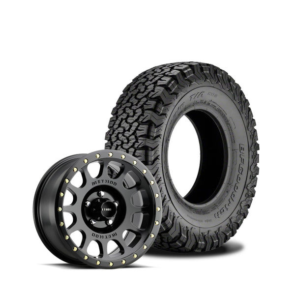 JKS Manufacturing Wheel and Tire Package - Method 305 Machined Matte black-gloss lip 17x8.5 5x5 +0mm with BFGoodrich All Terrain KO2 31/70R17