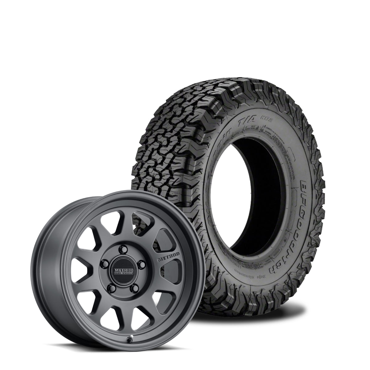 JKS Manufacturing Wheel and Tire Package - Method 316 Machined Matte Black 17x8.5 5x5 +0mm with BFGoodrich All Terrain KO2 37x12.5