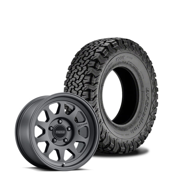 JKS Manufacturing Wheel and Tire Package - Method 316 Machined Matte Black 17x8.5 5x5 +0mm with BFGoodrich All Terrain KO2 37x12.5