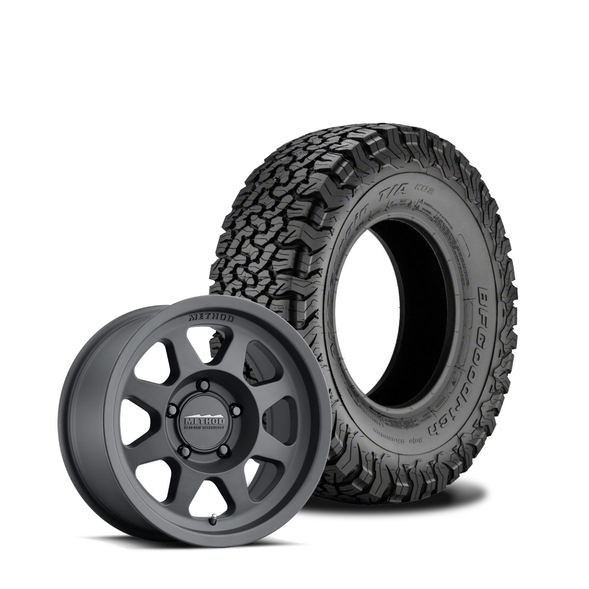 JKS Manufacturing Wheel and Tire Package - Method 701 Machined Matte Black 17x8.5 5x5 +0mm with BFGoodrich All Terrain KO2 37X12.5