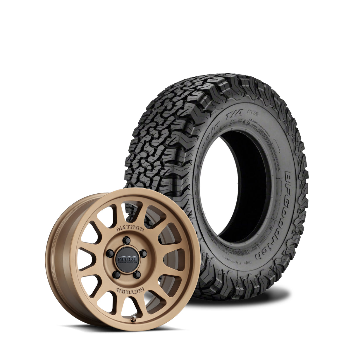 JKS Manufacturing Wheel and Tire Package - Method 703 Machined Bronze 17x8.5 5x5 +0mm with BFGoodrich All Terrain KO2 37X12.5