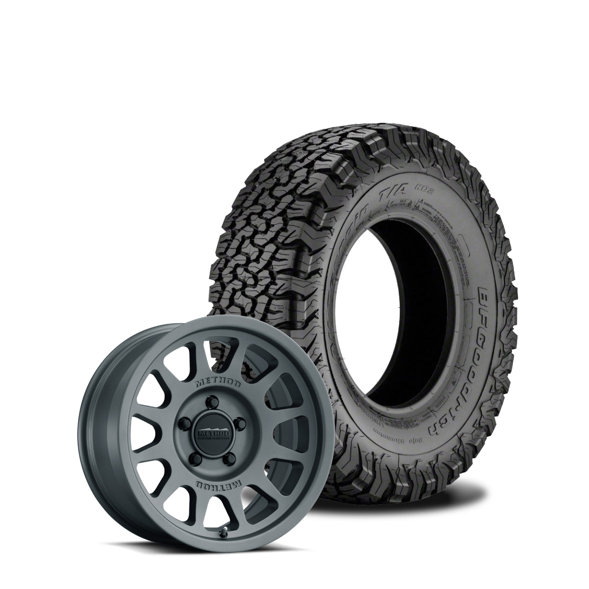 JKS Manufacturing Wheel and Tire Package - Method 703 Machined Matte Black 17x8.5 5x5 +0mm with BFGoodrich All Terrain KO2 37X12.5