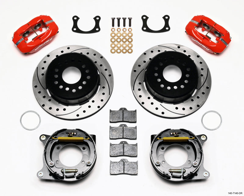 Wilwood Forged Dynalite P/S P-B Kit Drilled-Red New Big Ford 2.50in Offset 140-7140-DR