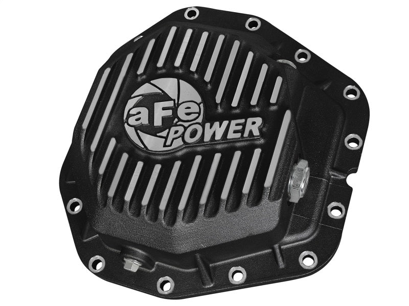 aFe Power Rear Diff Cover Black w/Machined Fins 17 Ford F-350/F-450 6.7L (td) Dana M300-14 (Dually) 46-70382