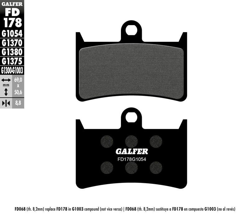 Galfer 99-16 Yamaha YZF-R6 G1054 Semi-Metallic Brake Pads (Black)