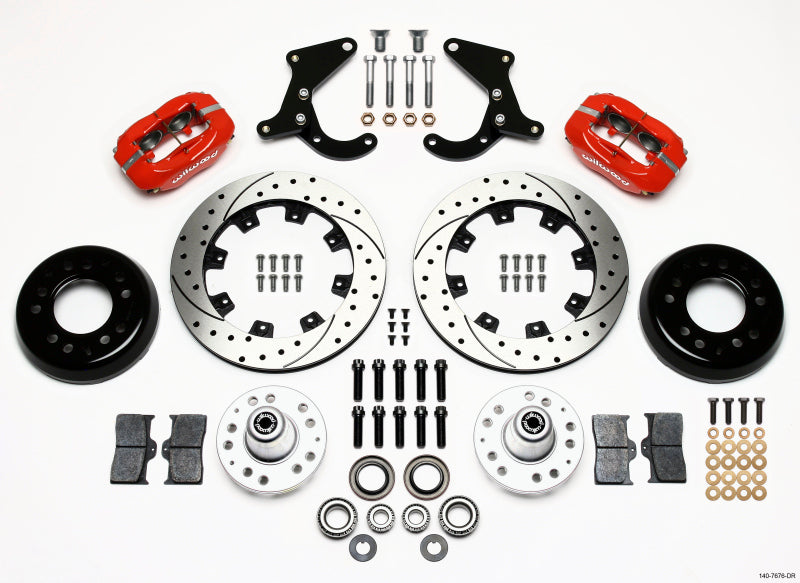 Wilwood Forged Dynalite Front Kit 12.19in Drilled Red 55-57 Chevy 140-7676-DR