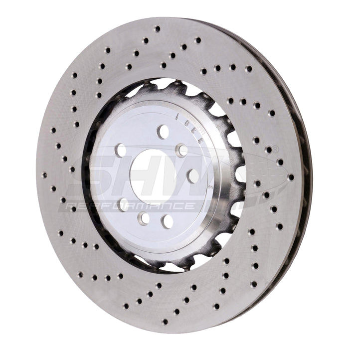 SHW 18-21 BMW M5 4.4L Left Rear Cross-Drilled Lightweight Brake Rotor (34217991103) BRL42503