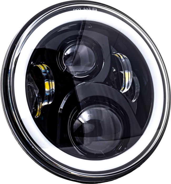 Letric Lighting Co. LLC-ILHC-7DB 7in. LED Headlight for compatible with Indian - Premium Color Collection Wide-Array with Full HALO LED - Black