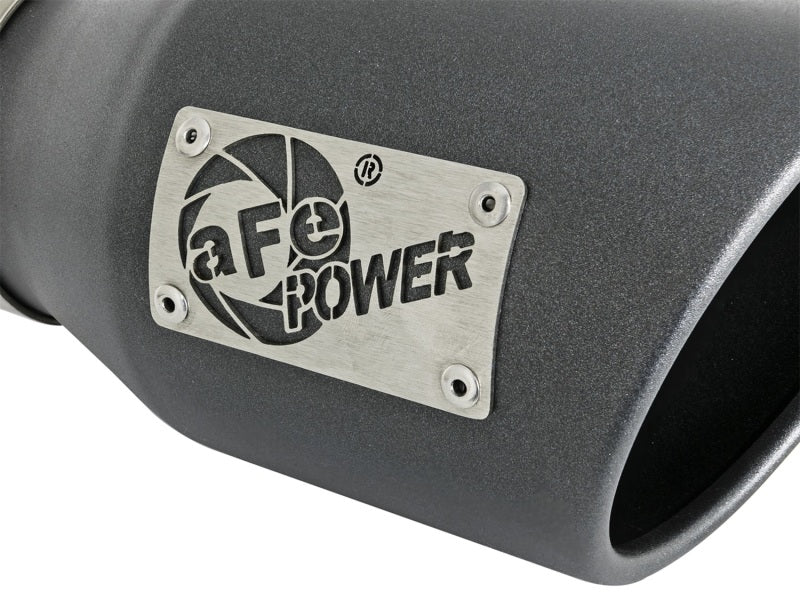 aFe MACH Force-Xp 3in 304 SS Metallic Black Exhaust Tip 3in In x 4-1/2in Out x 9in L Bolt-On Left 49T30452-B091