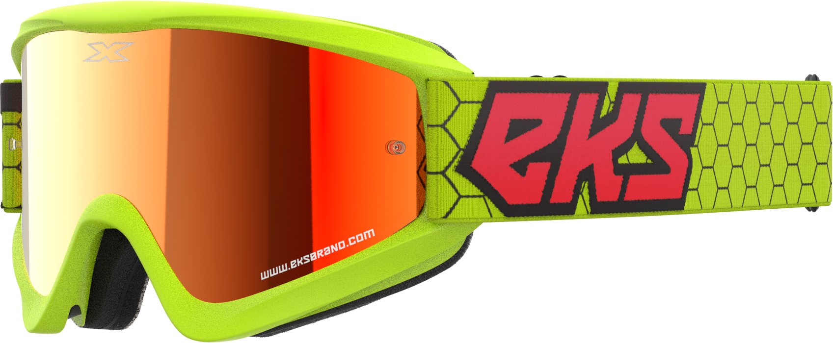 EKS Brand GOX Flat Out Mirror Goggles - Red Lens OSFA Flo Yellow/Black/Fire