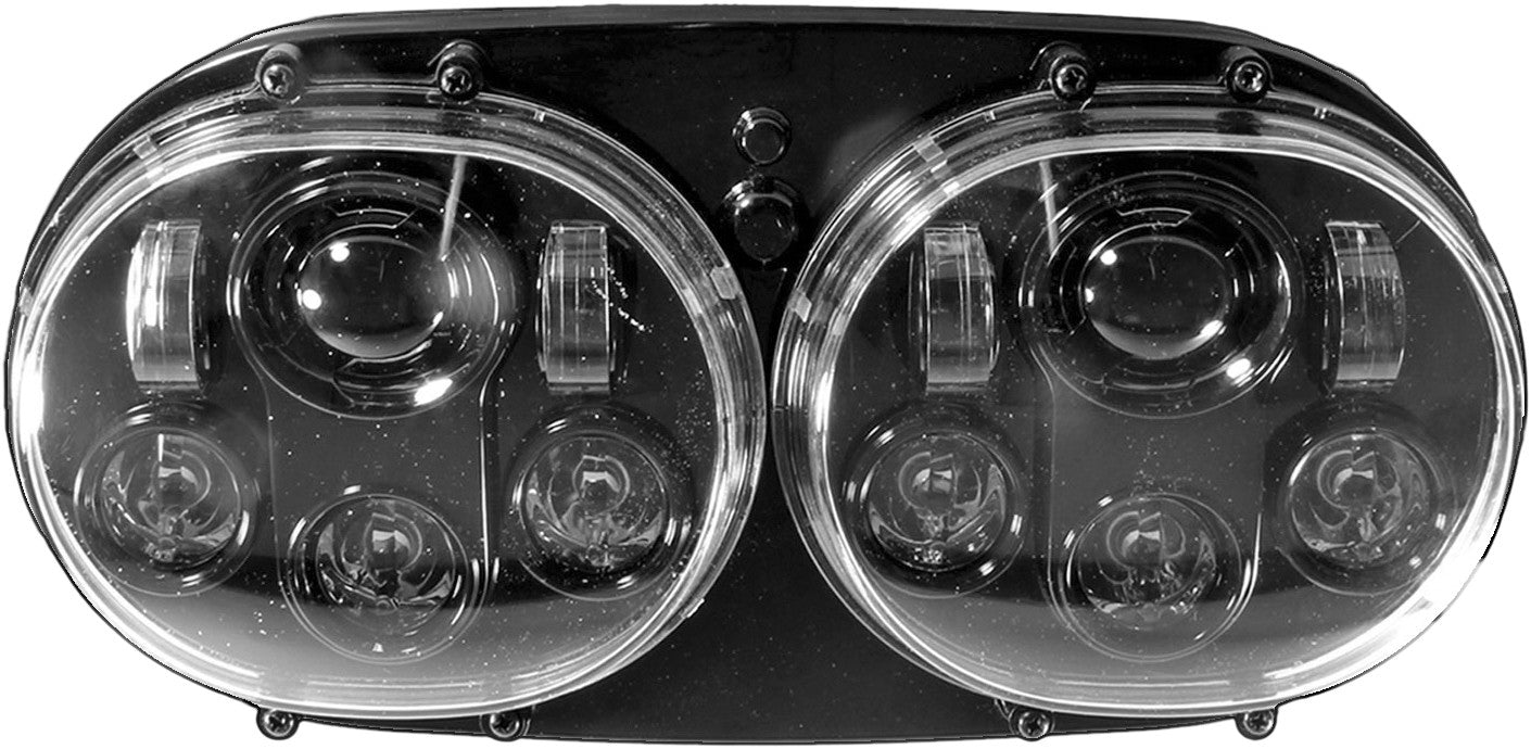 Headlight LED Dual, Integrated 80W Blk, Road Glide '04 - '13