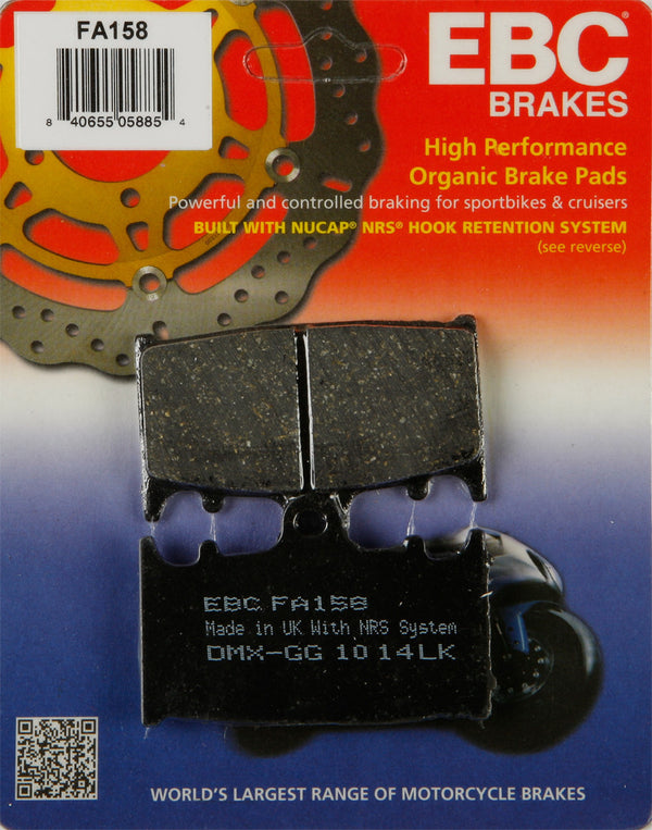 EBC Front/Rear Organic Brake Pads FA158