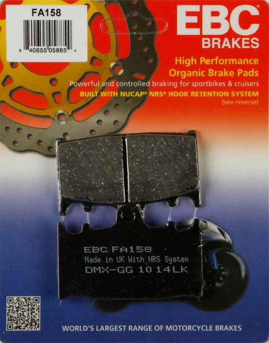 EBC Front/Rear Organic Brake Pads FA158