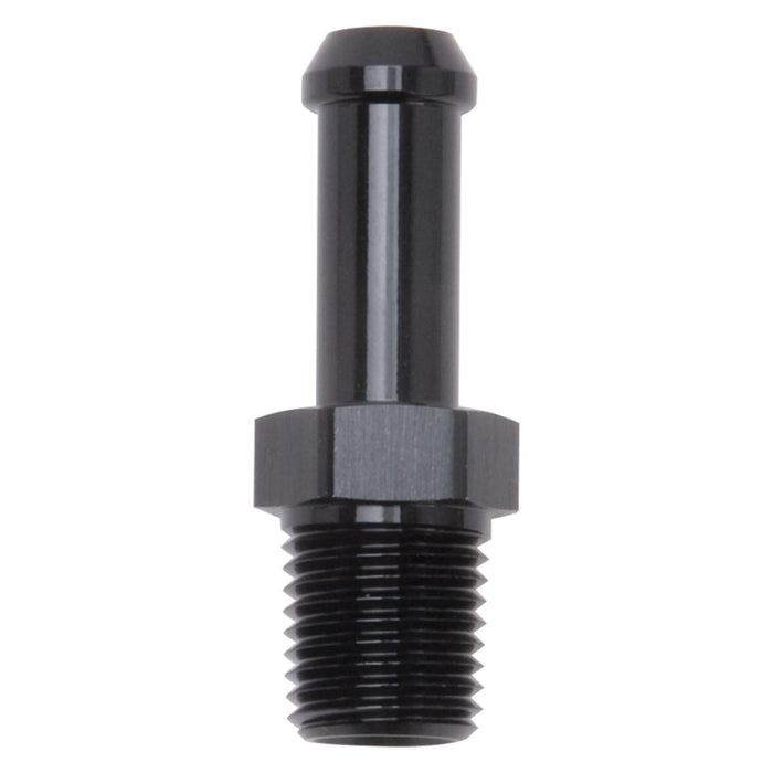 Edelbrock Hose End Straight 1/4In NPT to 3/8In Barb Black Anodize 8191