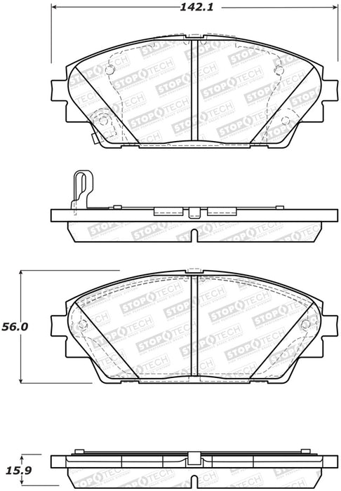 StopTech 14-18 Mazda 3 Street Performance Front Brake Pads 308.1728