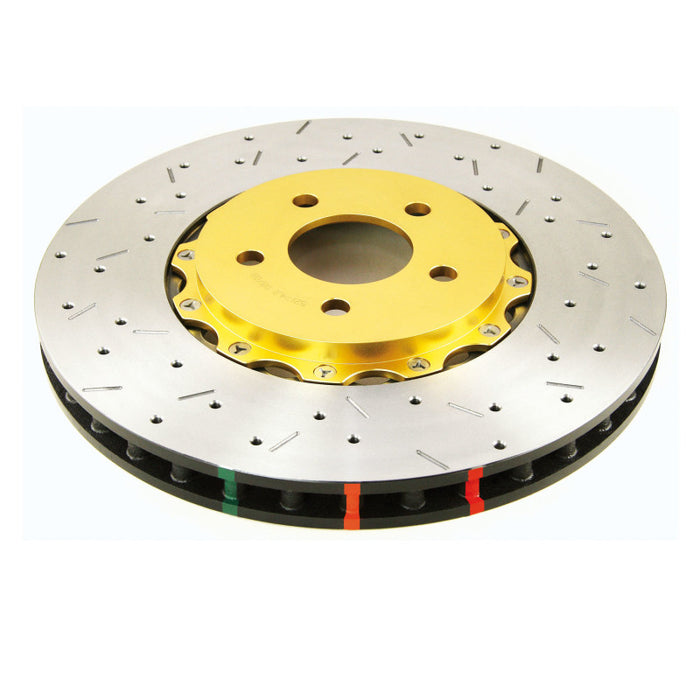 DBA Compatible with Nissan Skyline (Various) Front Drilled & Slotted 5000 Series 2-Pc Rotor Assembled w/ Gold Hat 5928GLDXS