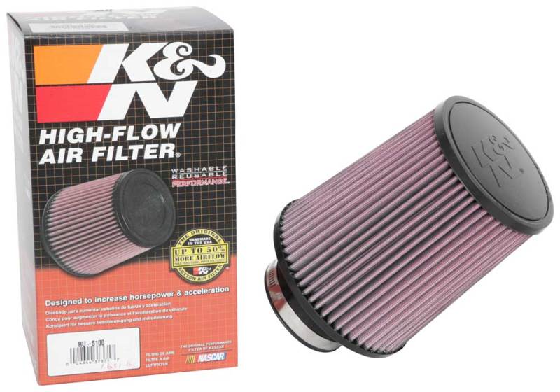 K&N Universal Clamp-On Air Filter 3-1/8in FLG / 6in B / 5in T / 7in H RU-5100