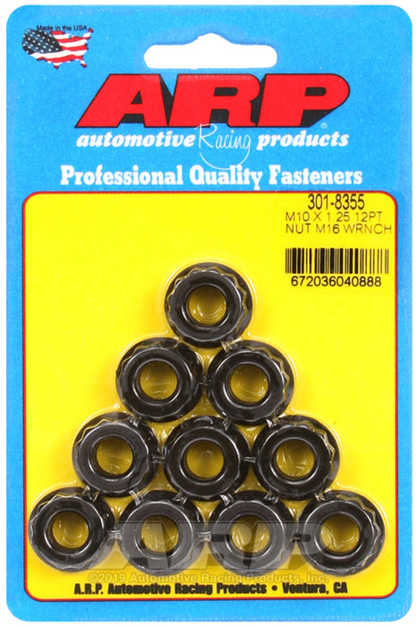 ARP M10 x 1.25 (5) 12-Point Nut Kit (Pack of 10) 301-8355